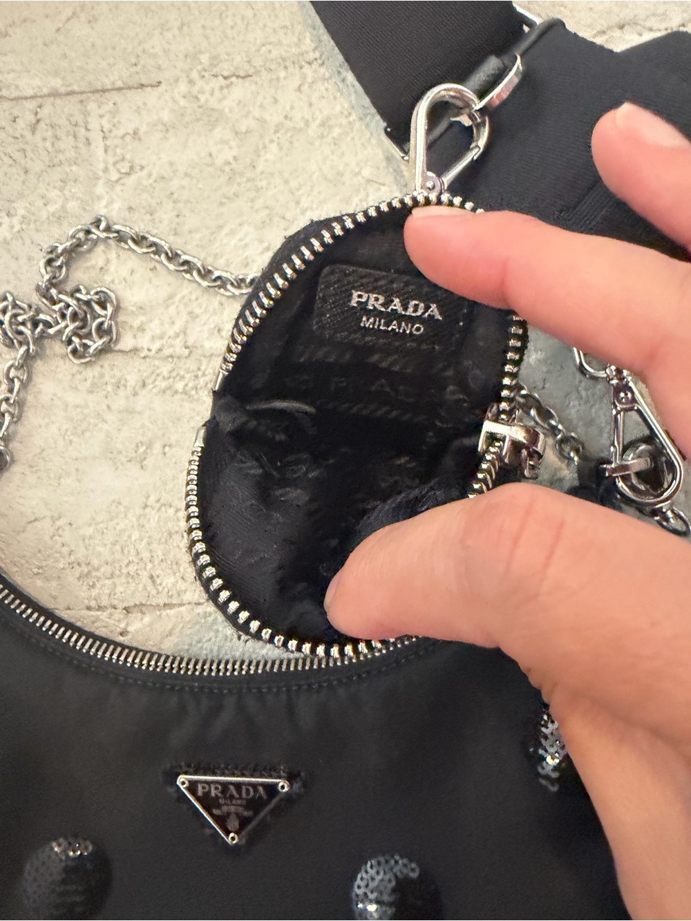 Prada Black Sequin Polka Dot Re-Edition Crossbody Bag - Picture 8 of 10